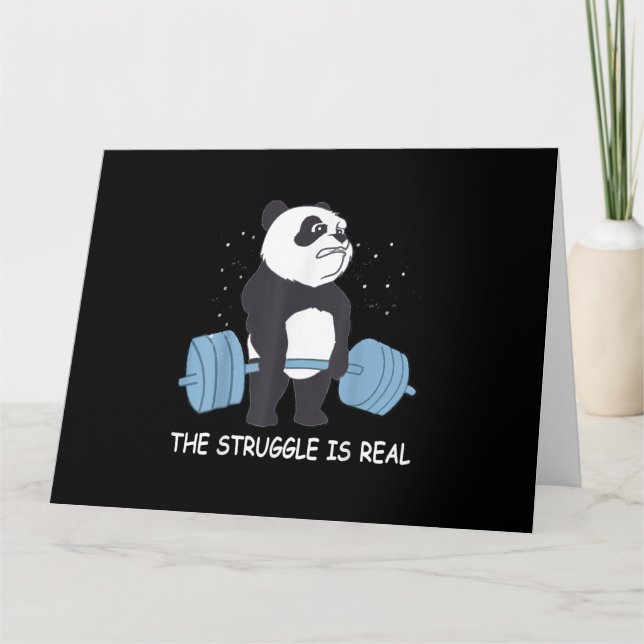 Carte Panda Struggle Est Vraiment Bear Deadlift Funny Gy (Devant)