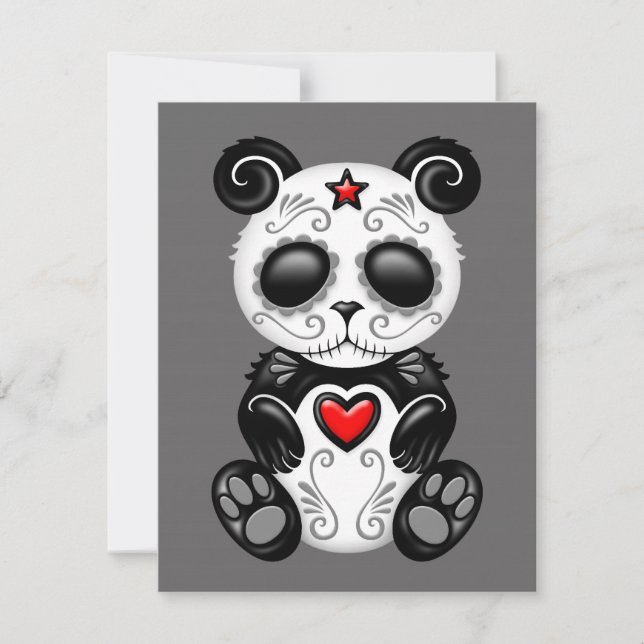 Carte Panda sucre Zombie gris (Devant)