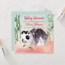 Panda Tumbling Cute Baby shower des sexes Invitati