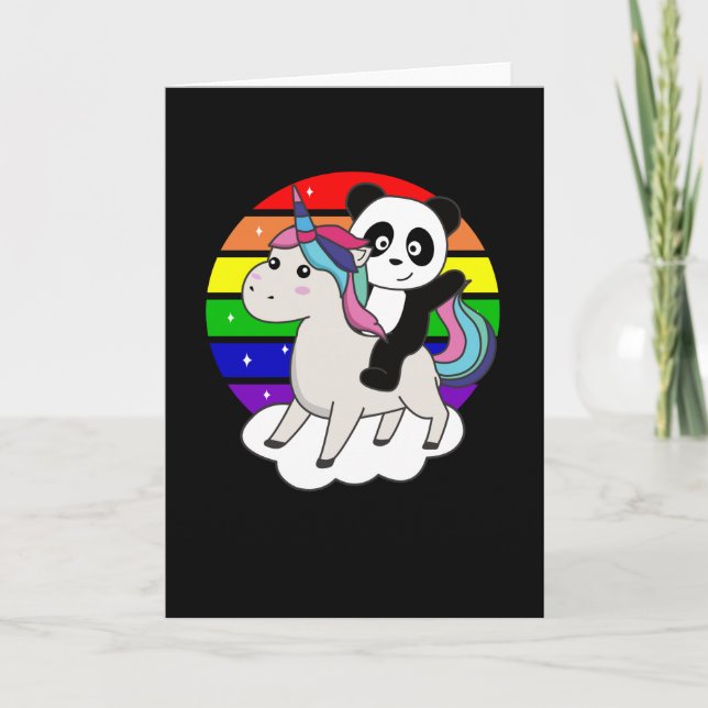 Carte Panda Unicorn Rainbow Animaux Pandas Unicornes (Devant)