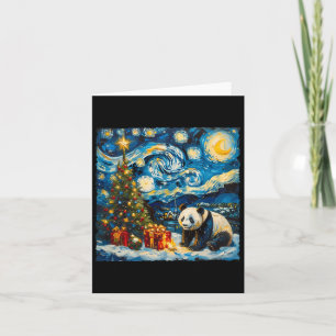 Carte Panda Van Gogh Style Nuit étoilée Noël hiver