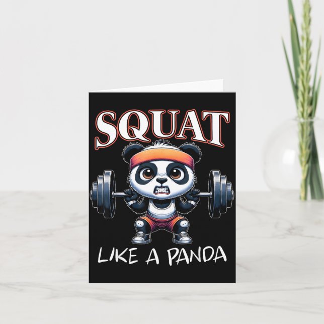 Carte Panda Weightlifting Fitness Funny Gym Quote Squat  (Devant)