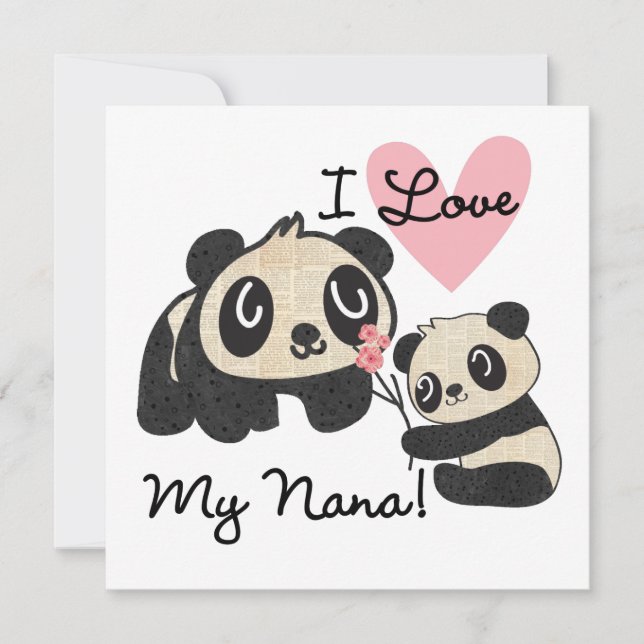 Carte Pandas I Love My Nana (Devant)