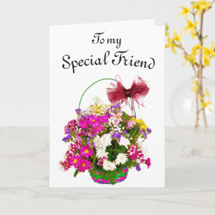 Carte Panier à fleurs avec Big Red Bow Anniversaire