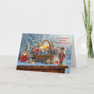 Carte Panier de Noël mignon pour le fils et la belle-fil