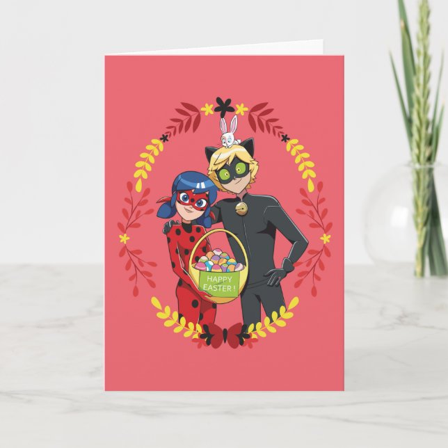 Carte Panier de Pâques Ladybug & Cat Noir (Devant)