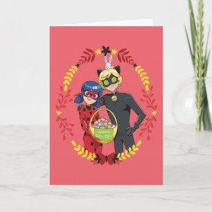 Carte Panier de Pâques Ladybug & Cat Noir