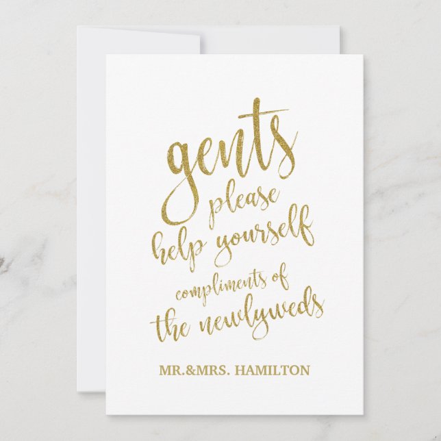 Carte Panier de salle de bain Gents or Mariage abordable (Devant)