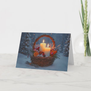 Carte Panier de solstice d'hiver de Yule fait de vignes
