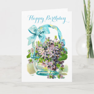 Carte Panier de violettes Joyeux anniversaire