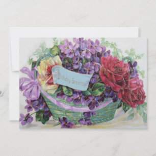 Carte Panier Rose Voilet Fleurs florales