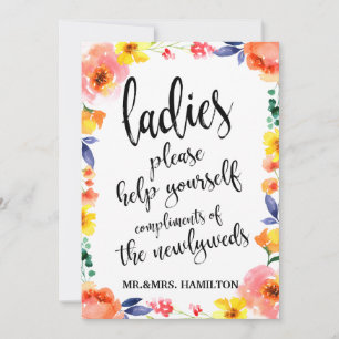 Carte Panière de salle de bain pour dames, enseigne flor
