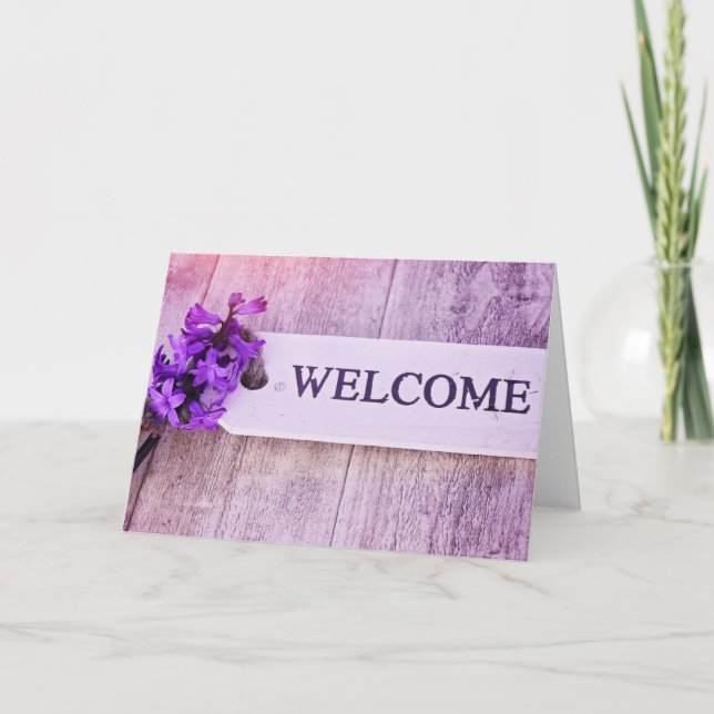 Carte Panneau Bois pourpre Hyacinth Printemps Floral Bie (Devant)