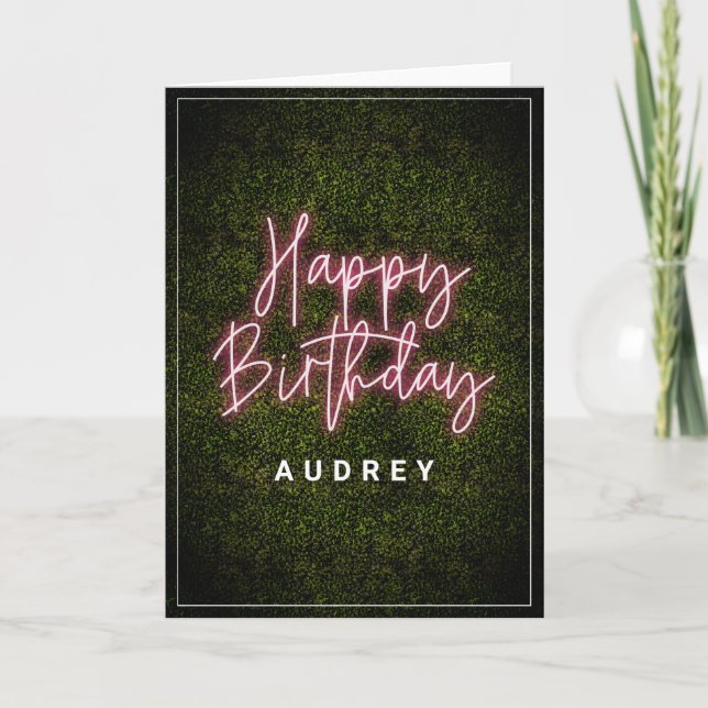 Carte Panneau Boxwood Pink Neon Joyeux anniversaire (Devant)