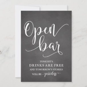 Carte Panneau d'alcool Mariage Open Bar