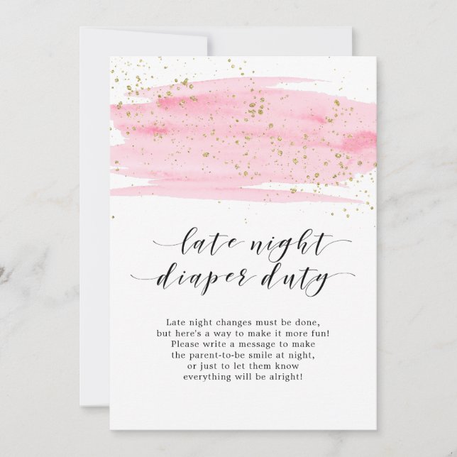 Carte Panneau d'aquarelle Blush Gold Late Night Diaper (Devant)