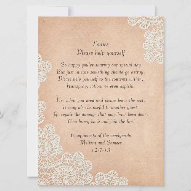 Carte Panneau de corbeille de mariage en papier antique  (Devant)