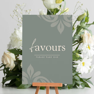 Carte Panneau de faveur de script damassé minimal olive 