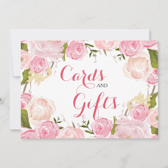 Carte Panneau de fleurs roses (Devant)