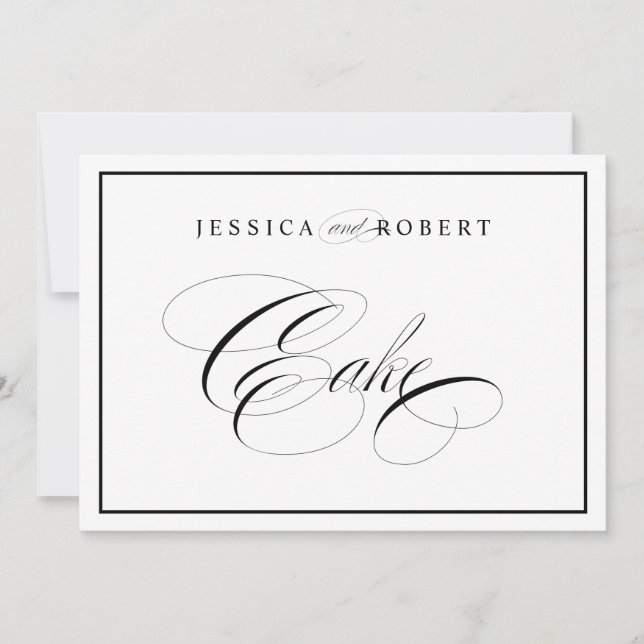 Carte Panneau de gâteau de mariage élégant bordure noire (Devant)