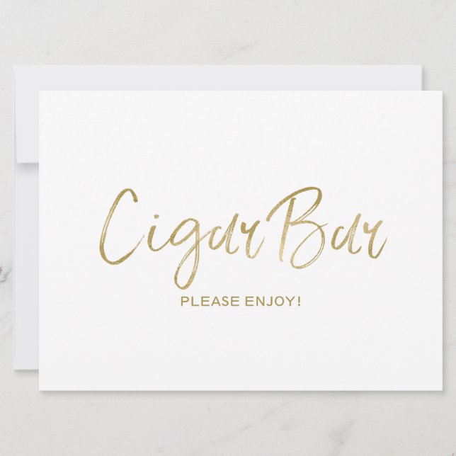 Carte Panneau de mariage "Cigar Bar" | Doré élégant (Devant)