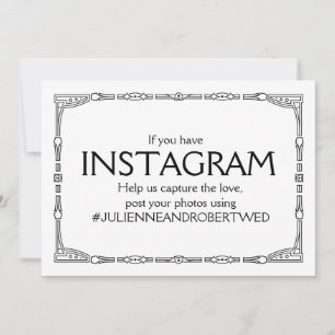 Carte Panneau de mariage de style Art déco "Hashtag Inst