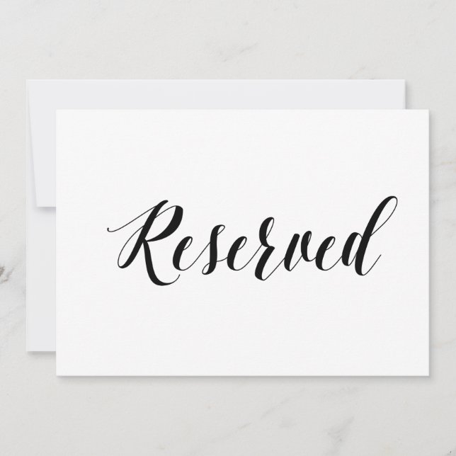 Carte Panneau de mariage de style calligraphié "Réservé" (Devant)