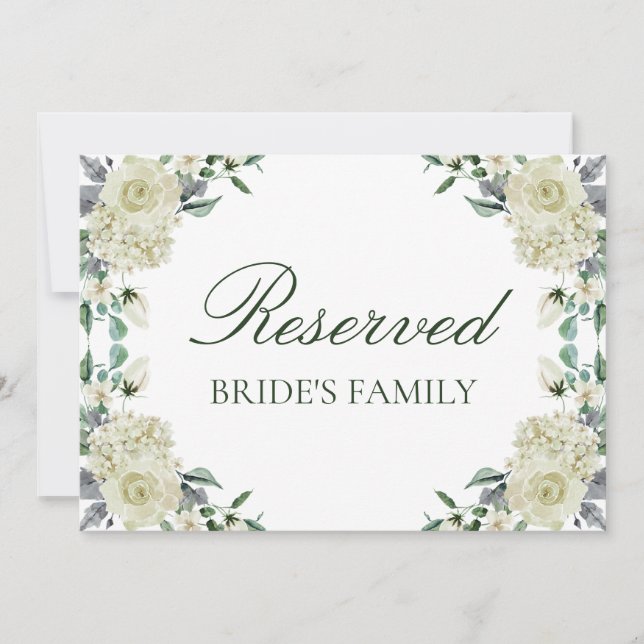 Carte Panneau de mariage floral à réservé avec écriture  (Devant)