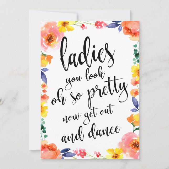 Carte Panneau de mariage floral abordable pour les dames (Devant)