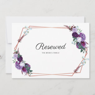 Carte Panneau de Mariage géométrique Floral Violet Réser