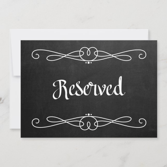 Carte Panneau de mariage "Réservé" de style tableau noir (Devant)