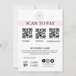 Carte Panneau de paiement par numérisation Code QR de pa