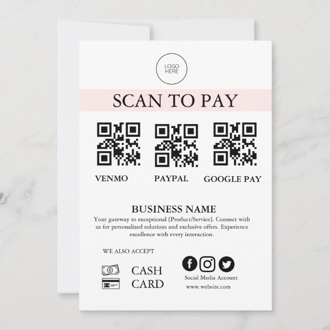 Carte Panneau de paiement par numérisation Code QR de pa (Devant)