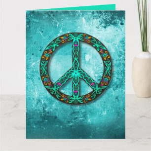 Carte Panneau de Paix Turquoise Rose
