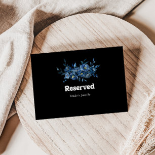Carte Panneau de réservation de mariage floral bleu de l