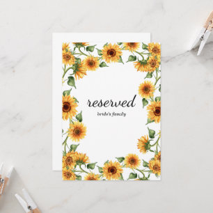 Carte Panneau de réservation de mariage tournesol jaune