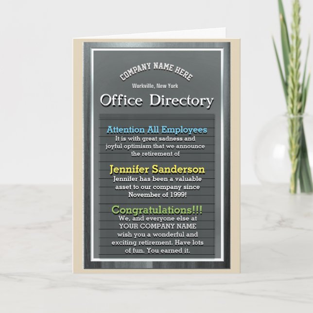 Carte Panneau de retraite - Humour de bureau / Inspirati (Devant)
