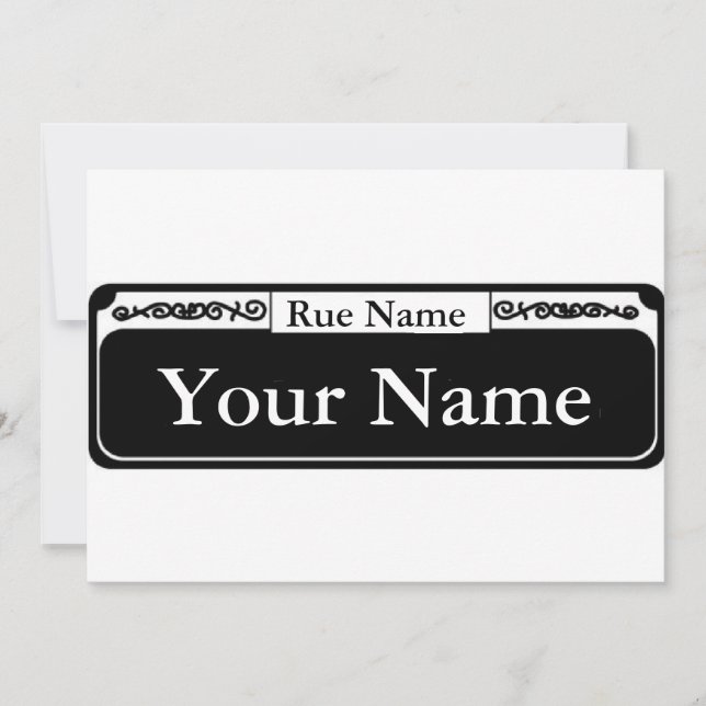 Carte Panneau de rue vierge, Votre nom, Nom de rue (Devant)