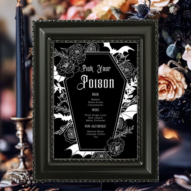 Carte Panneau de table Mariage noir moody Dark gothique (Créateur téléchargé)