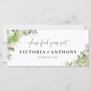 Carte Panneau de table principal de mariage aux hortensi