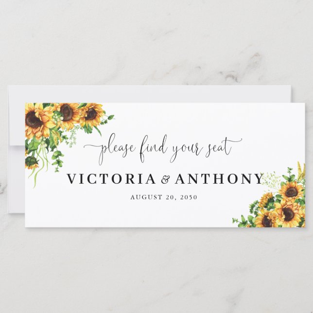 Carte Panneau de table principal de mariage floral jaune (Devant)