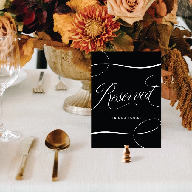 Carte Panneau de table réservée Mariage de script noir a (Créateur téléchargé)