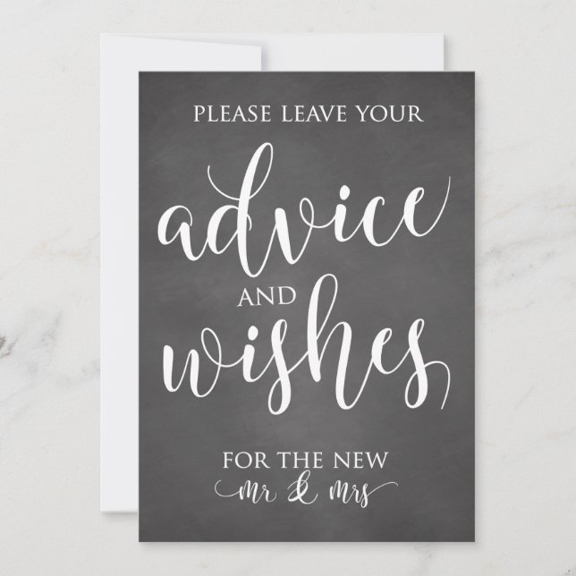 Carte Panneau Décor Mariage Conseils et voeux (Devant)