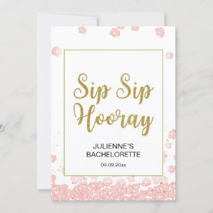 Carte Panneau Floral Sip Sip Hourra Rose et Or