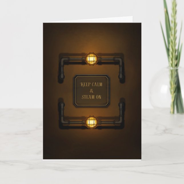 Carte Panneau industriel Steampunk "Keep Calm & Steam On (Devant)