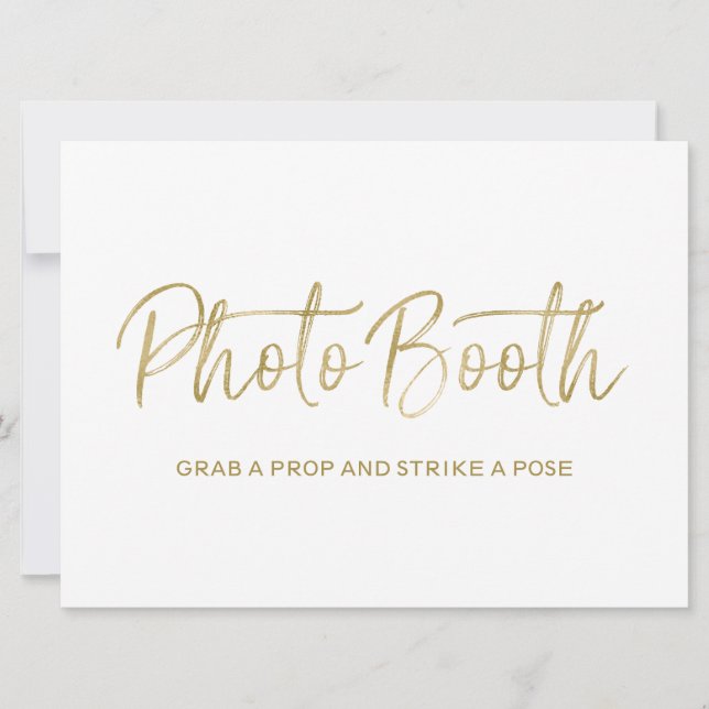 Carte Panneau mariage "Cabine photo" | Or élégant (Devant)
