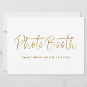 Carte Panneau mariage "Cabine photo"   Or élégant