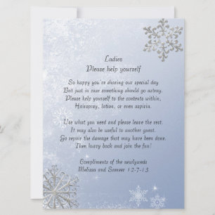 Carte Panneau Mariage Crystal Blue Winter Snowflake