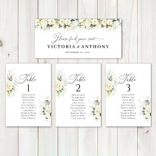 Carte Panneau Mariage de la table verte blanche Roses