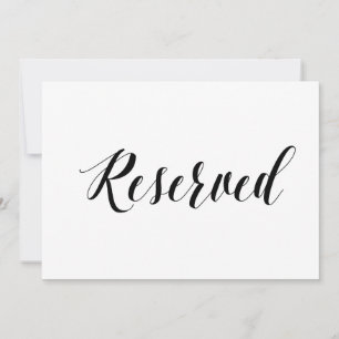 Carte Panneau Mariage du style de calligraphie "Réservé"